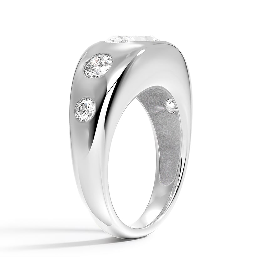 1CT Lab Grown Diamond Flush Set Five Stone Yellow Gold Dome Ring