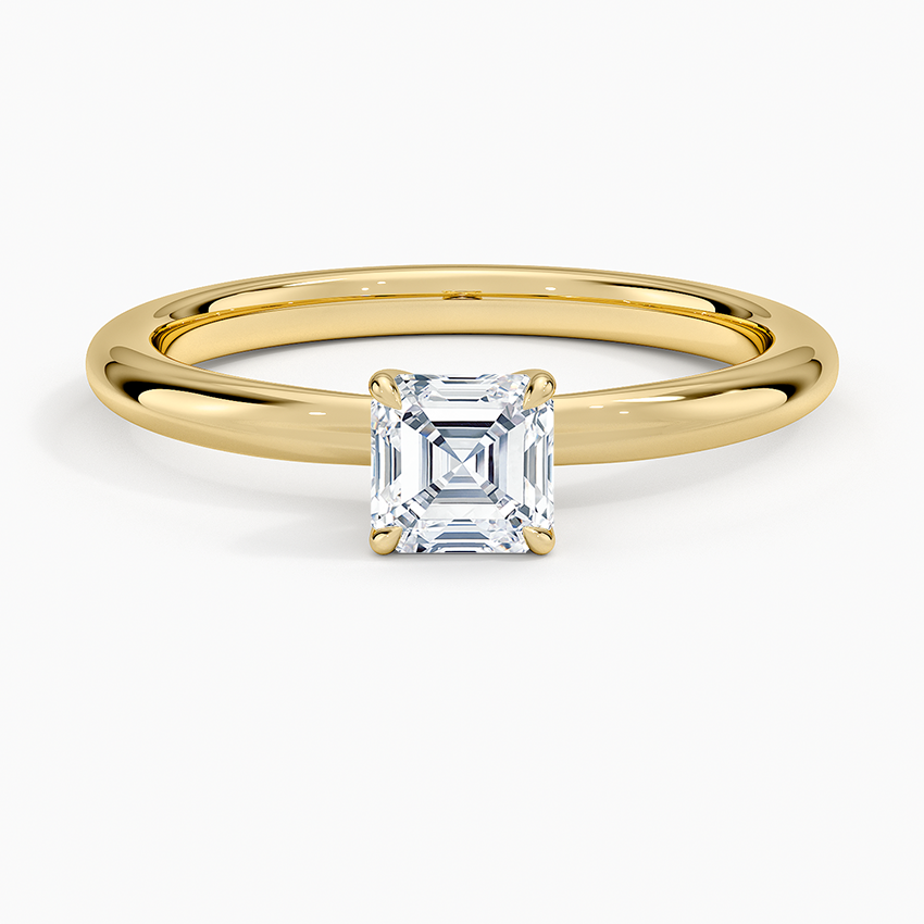 1/2 Ct Asscher Lab Grown Diamond Gold Solitaire Ring