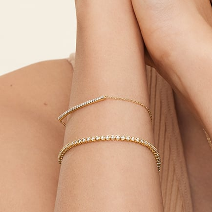 7 inch Minimalist Lab Grown Diamond Bracelet Set