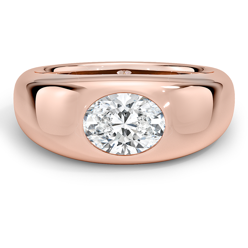 1 CT Lab Grown Diamond Bezel Dom Solitaire Engagement Ring