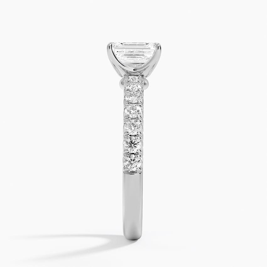 2 CT Lab Ground Diamond Half Eternity Emerald Ring