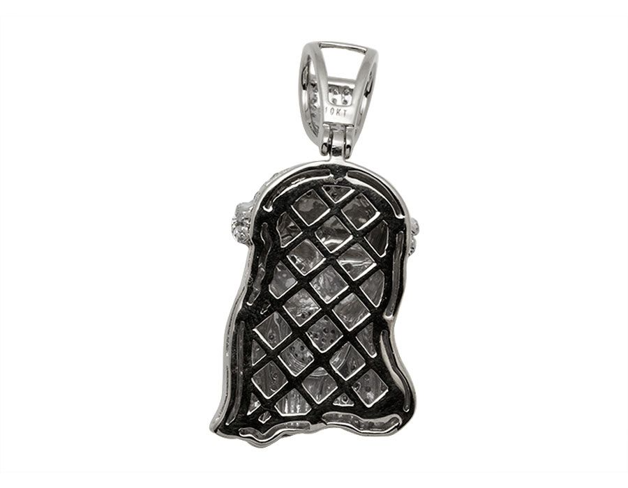 White Gold Jesus Face Lab Grown Diamond Pendant