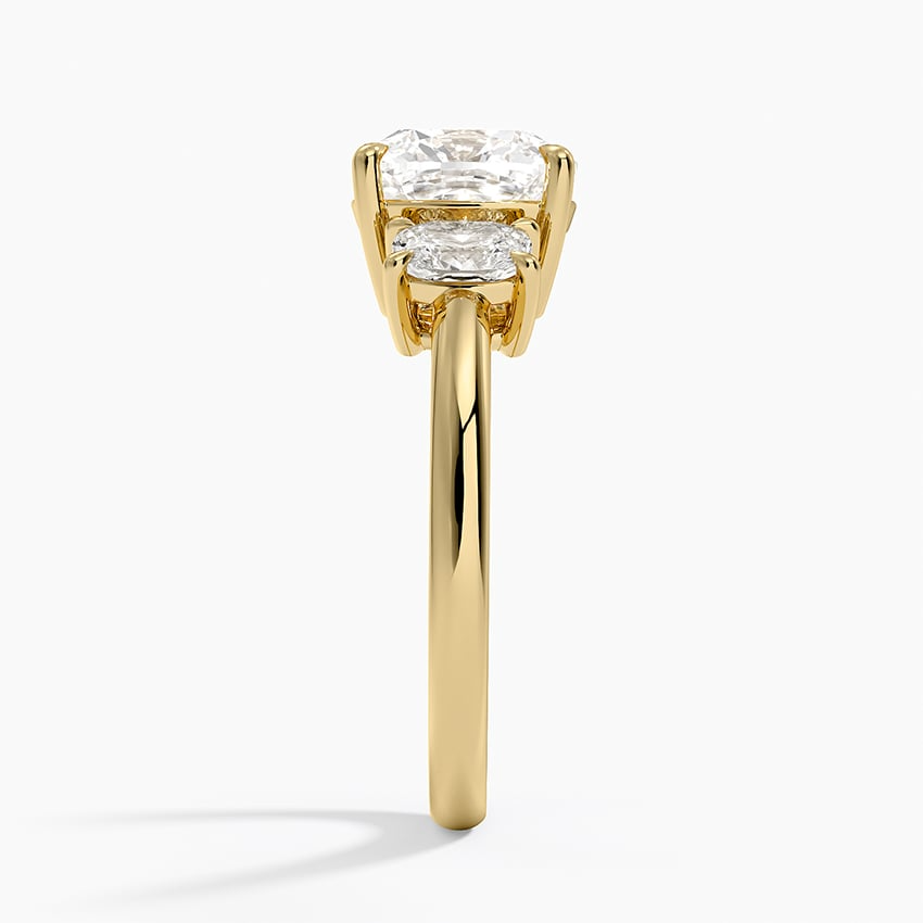 2 1/2 CT Cushion Cut Lab Grown Diamond 3 Stone Ring