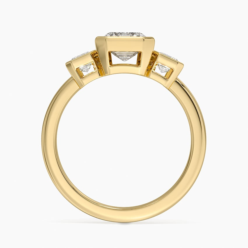 1 1/4 CT Emerald Cut Lab Grown Diamond Bezel Set 3 Ston Engagement Ring