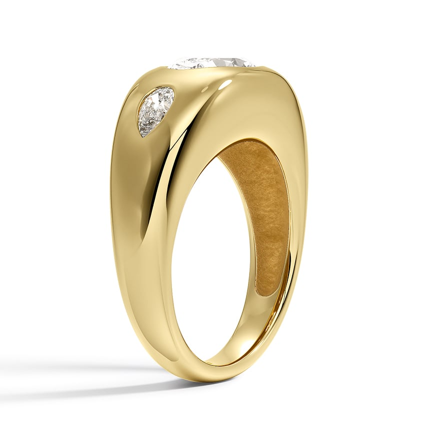 1 1/2 CT 18K Gold Lab Grown Diamond Dom Bezel Ring