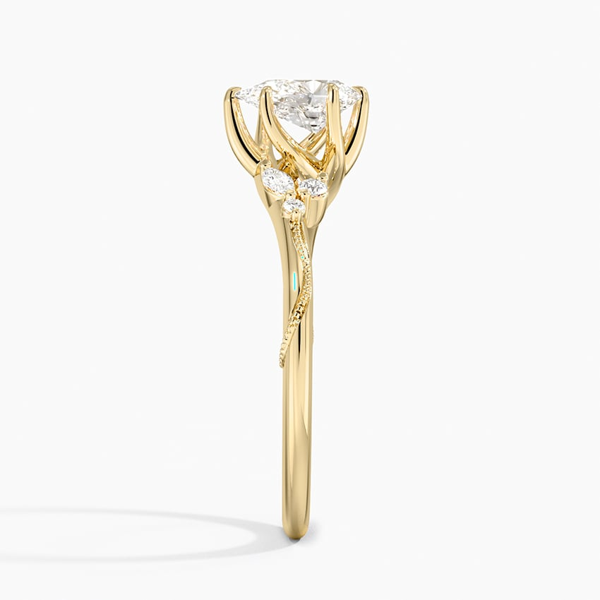 1/2 CT Lab Grown Diamond 18K Yellow Gold Engagement Milgrain Ring