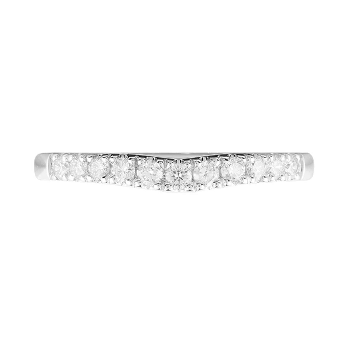 Curved Shape White Gold Lab Diamond Wedding Band