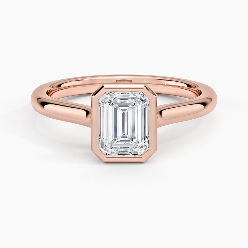 1 CT 2mm Bezel Ring Lab Grown Solitaire Gold Engagement Ring