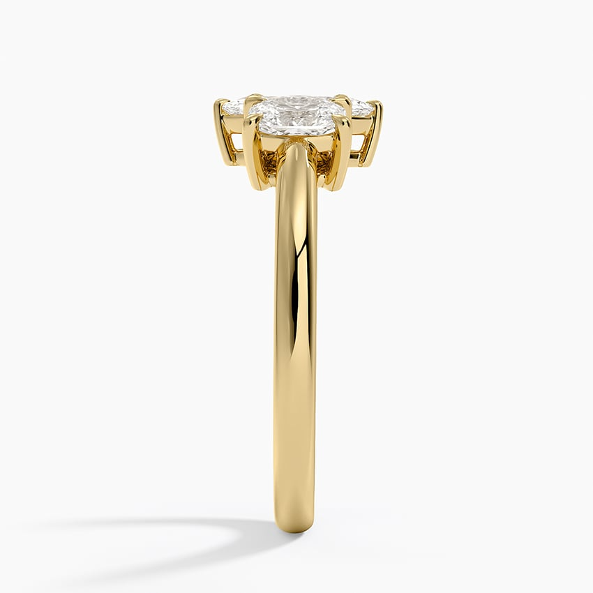 1/2 CT Three Stone Diamond 18k Yellow Gold Marquise Lab Grown Ring