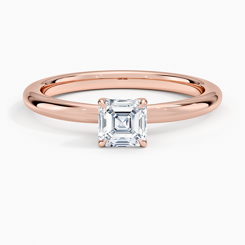1/2 Ct Asscher Lab Grown Diamond Gold Solitaire Ring