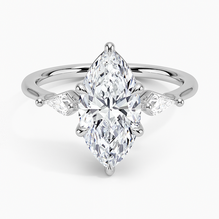 2Ct Marquise Lab Grown Diamond Gold Three Stone Ring