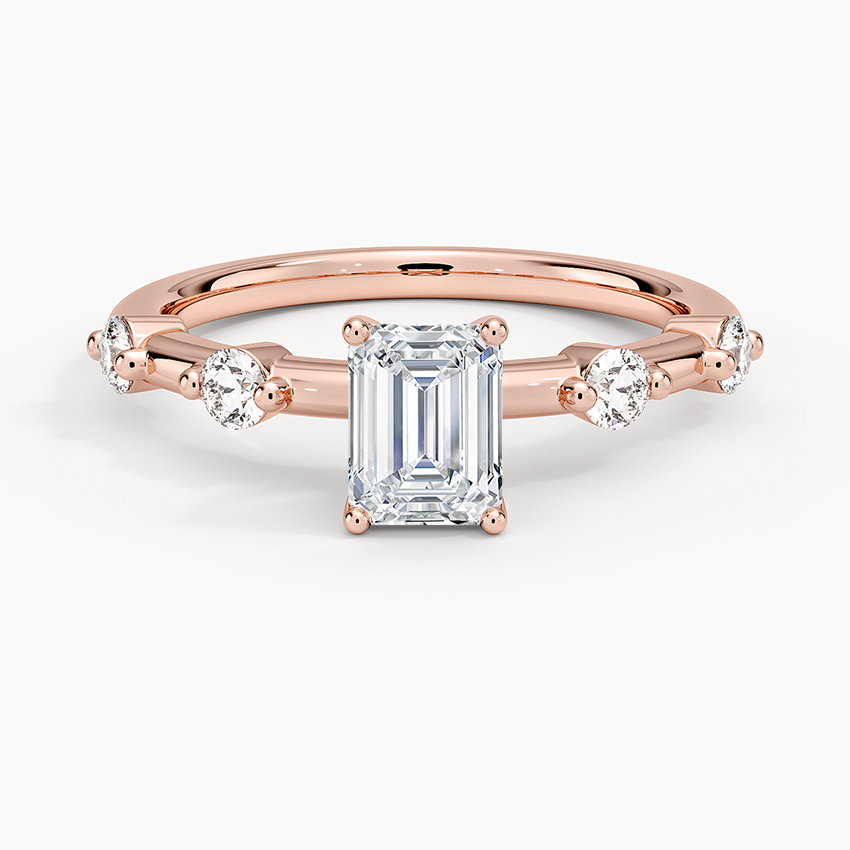 3/4 CT Emerald Cut Lab Grown Diamond 18K Gold Ring