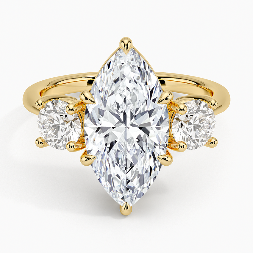 3 CT 3 Stone Lab Grown Diamond 18k Solid Gold Engagement Ring