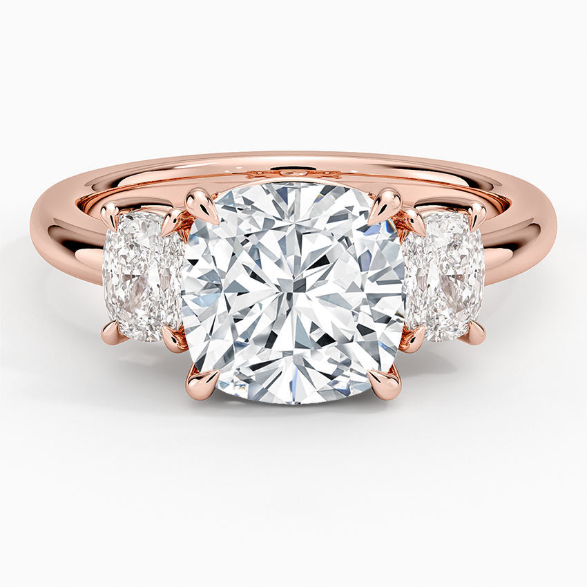 2 1/2 CT Cushion Cut Lab Grown Diamond 3 Stone Ring