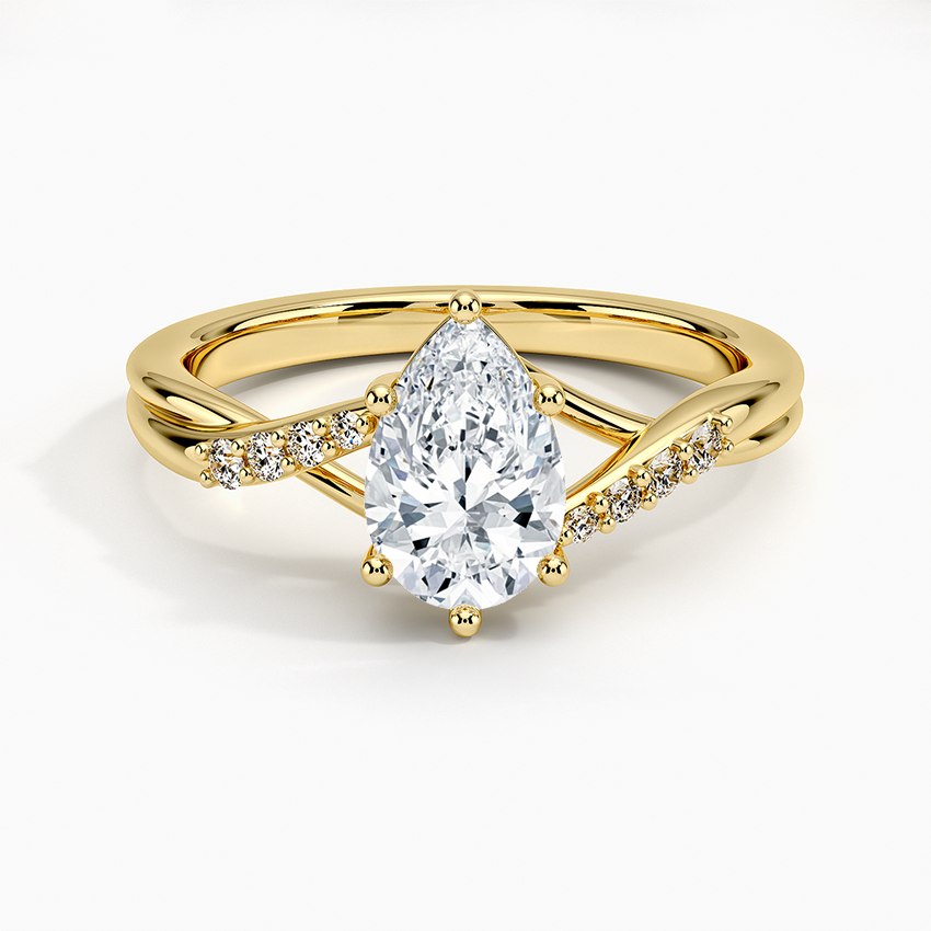 1 CT Lab Grown Diamond Pear Cut Twisted 18k Gold Ring