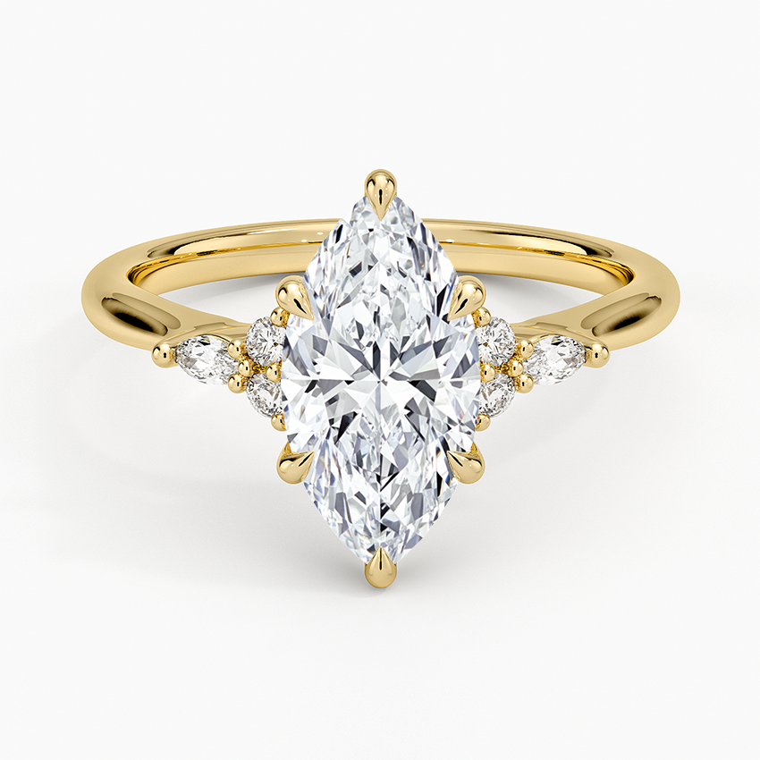 1 1/2 Marquise Cut Lab Grown Diamond Cluster Enagagement Ring