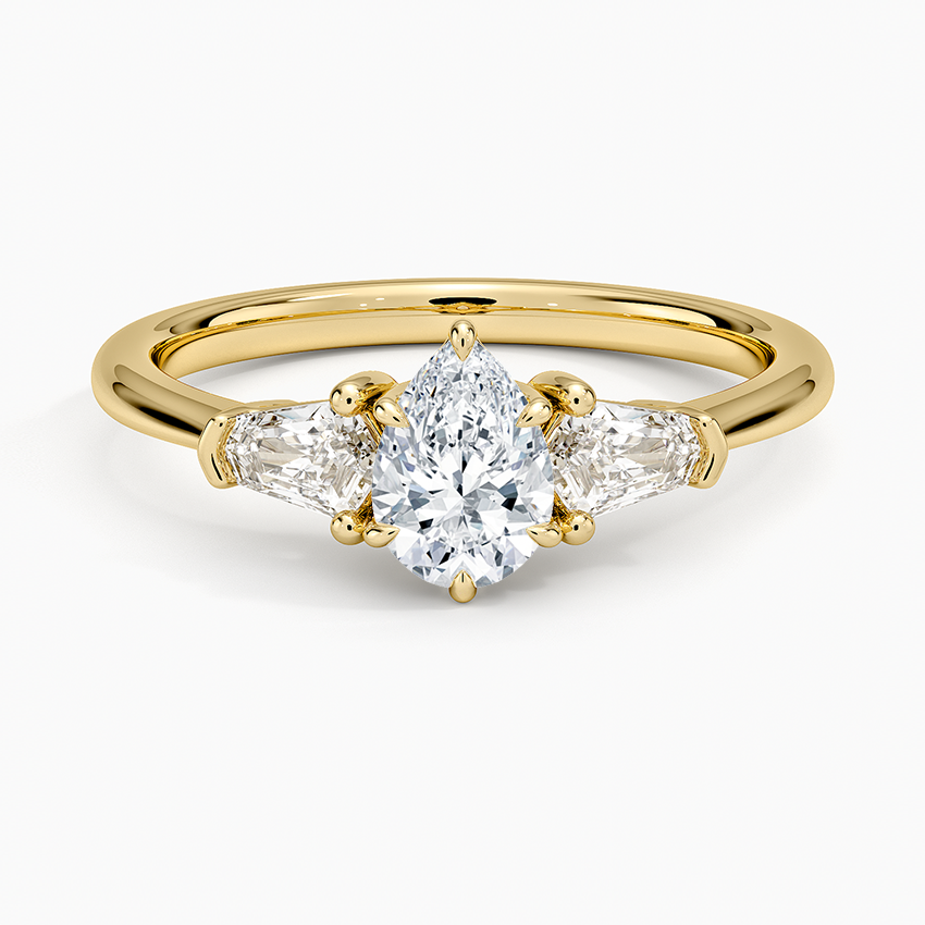 1/2 CT 3 Stone Lab Grown Diamond Pear Cut Engagement Ring