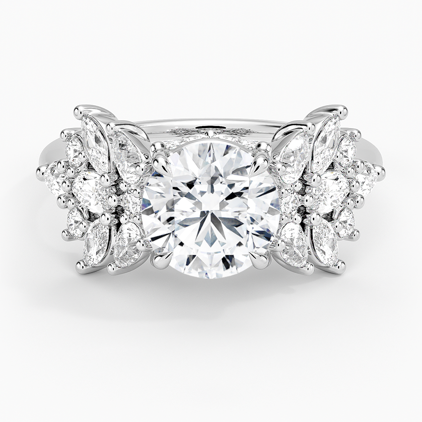 1 1/2 CT Lab Grown Diamond Cluster Engagament Ring