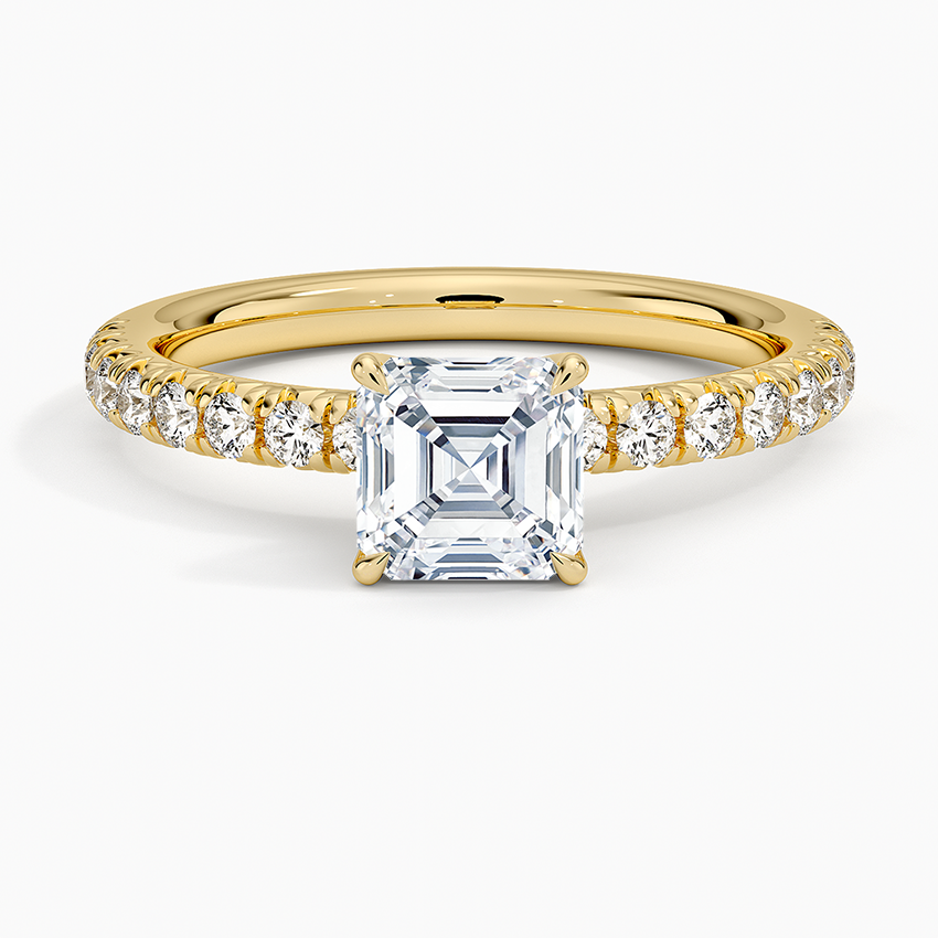 1 CT Asscher Cut Lab Grown Diamond Solid Gold Ring
