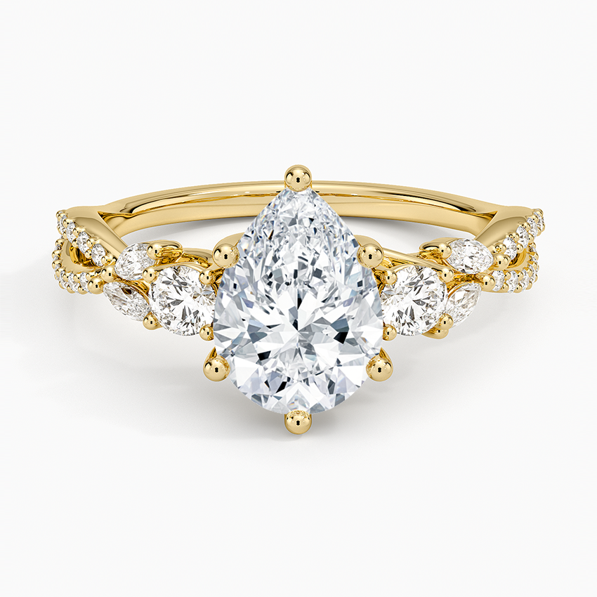 1 1/2 CT Pear Cut Lab Grown Diamond Engagement Ring