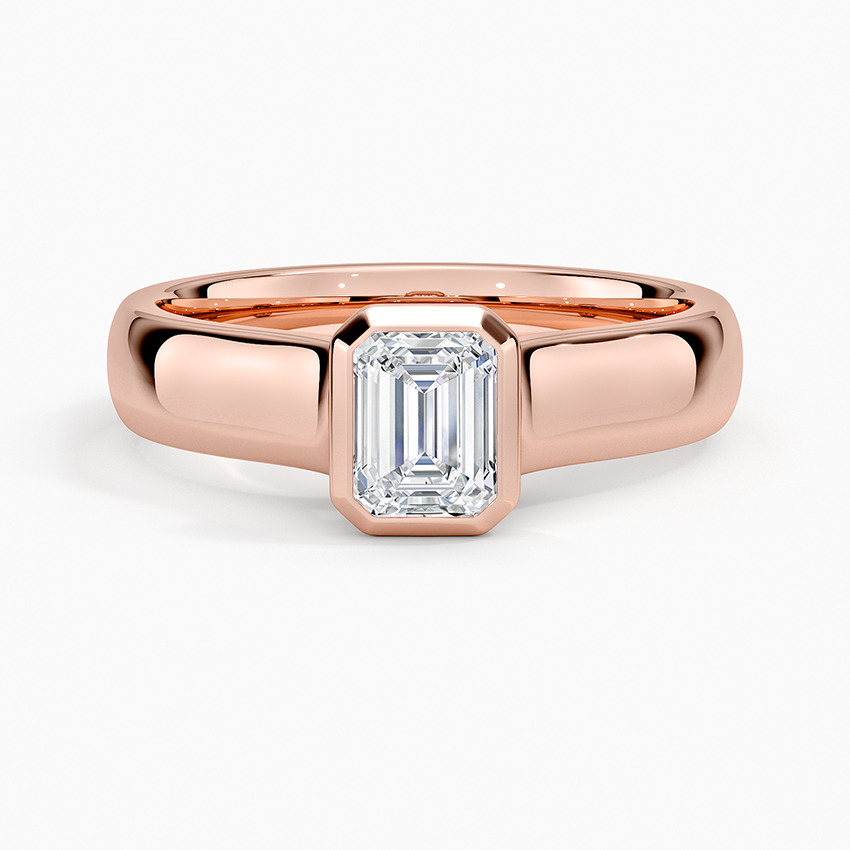 1/2 CT Emerald Bezel Set Lab Grown Diamond Gold Ring