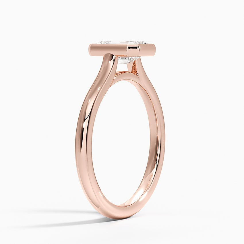 1 CT 2mm Bezel Ring Lab Grown Solitaire Gold Engagement Ring