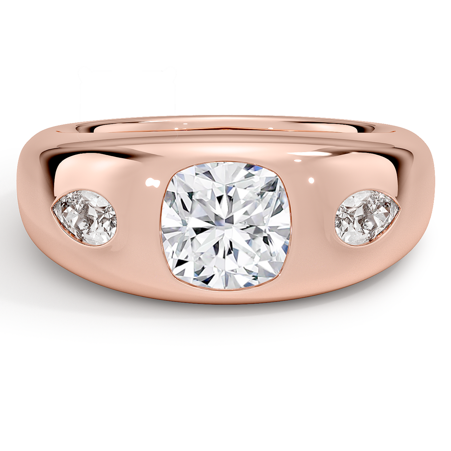 1 1/2 CT 18K Gold Lab Grown Diamond Dom Bezel Ring