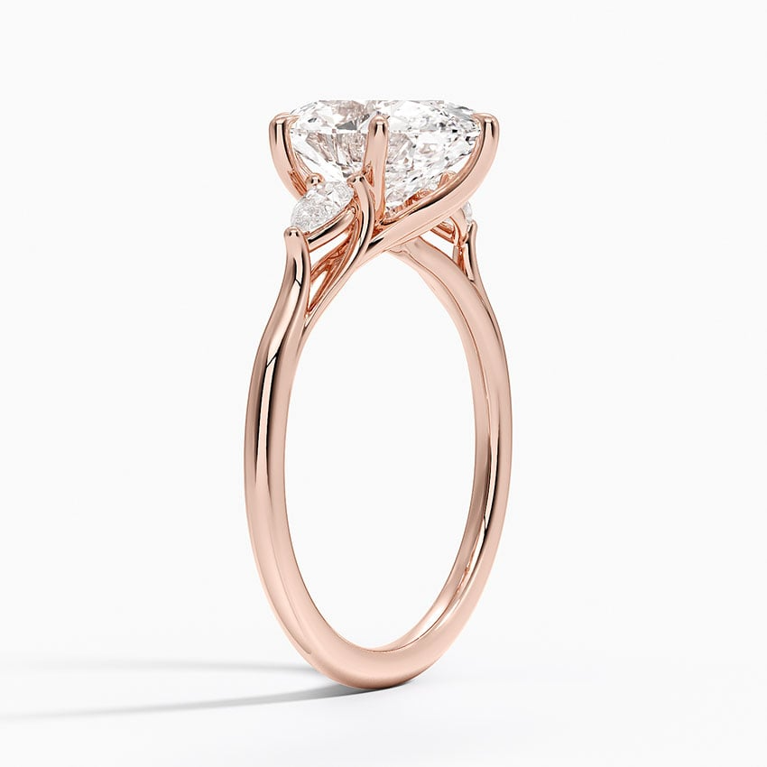 2 1/2 CT Oval Cut Lab Grown Diamond Three Stone Engagement Ring