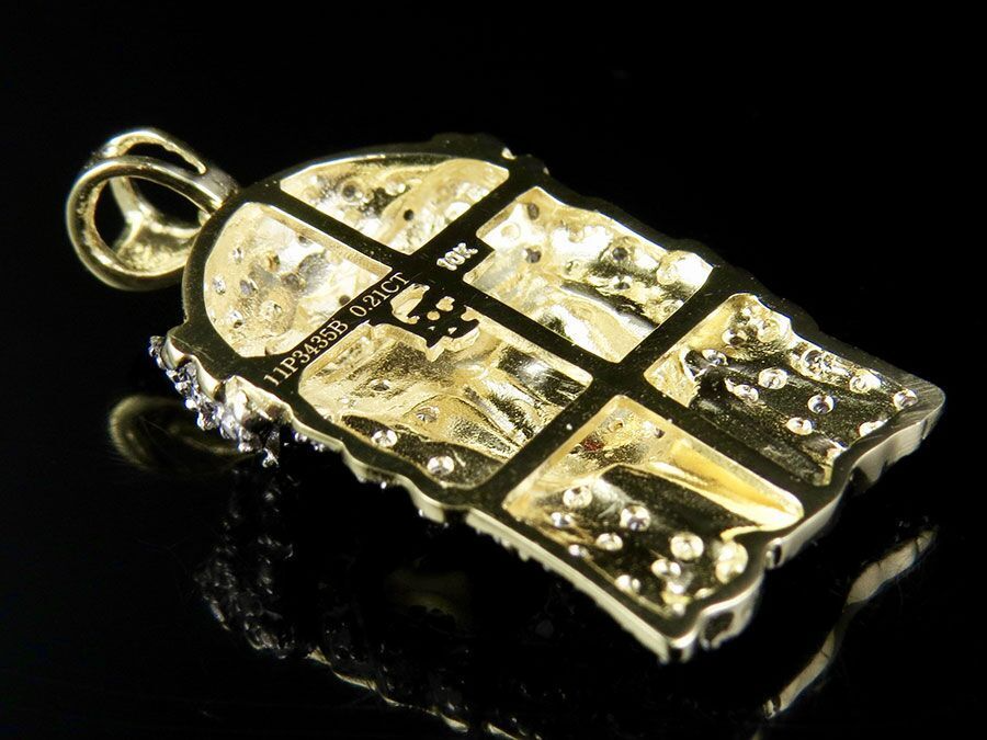 10K Yellow Gold Lab Grown Diamond Jesus Face Pendant
