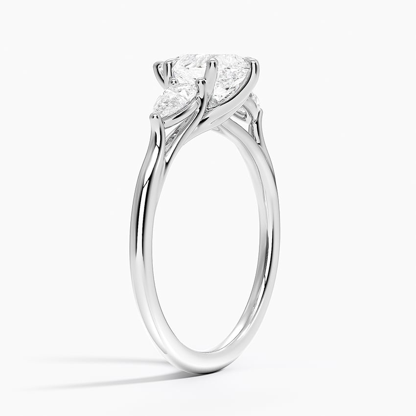 1 CT Pear Cut Lab Grown Diamond 3 Stone Engagement Ring