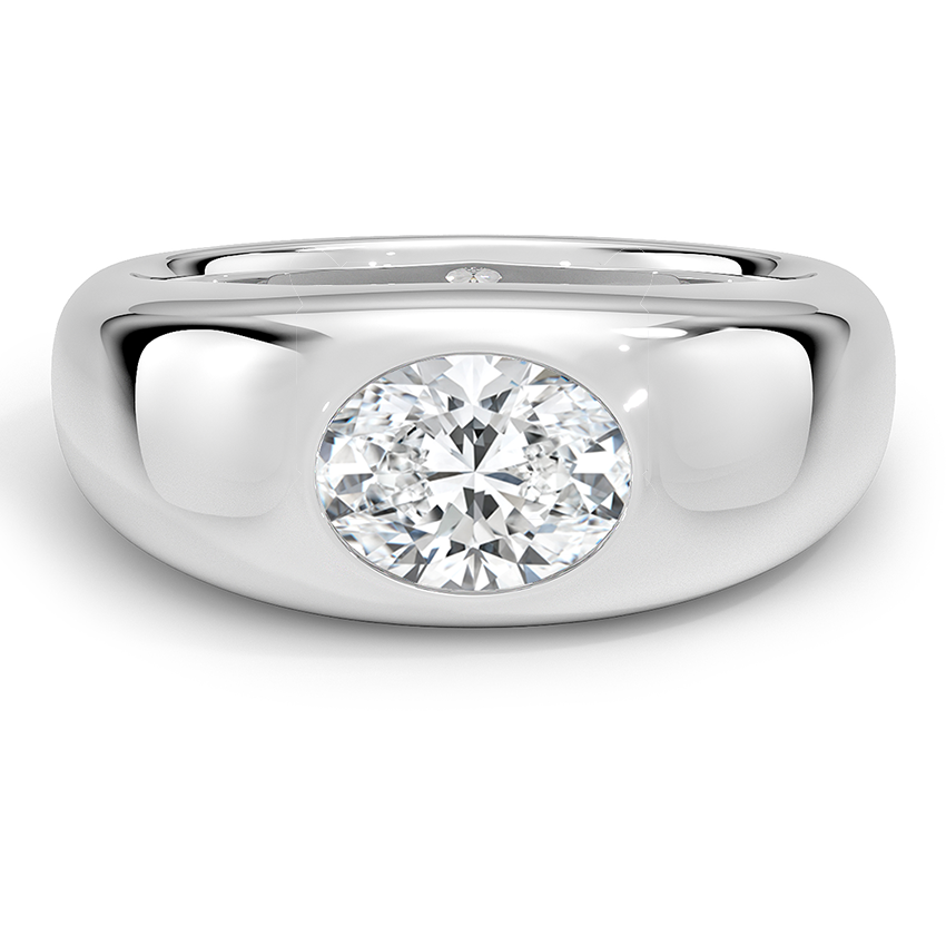1 CT Lab Grown Diamond Bezel Dom Solitaire Engagement Ring