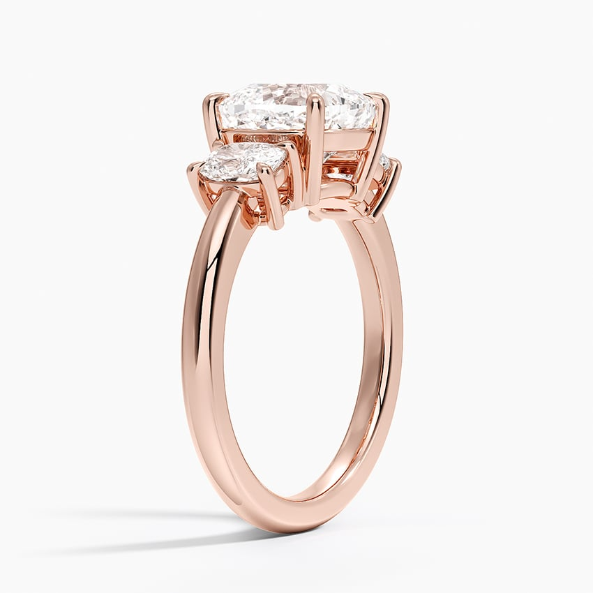 2 1/2 CT Cushion Cut Lab Grown Diamond 3 Stone Ring