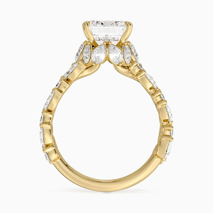 3 CT Lab Grown Diamond Emerald Cut Cluster Engagement Ring