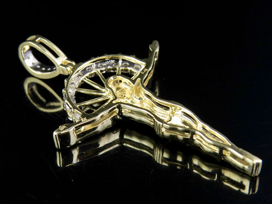 Lab Grown Diamond Crucifix Gold Jesus Charm Pendant
