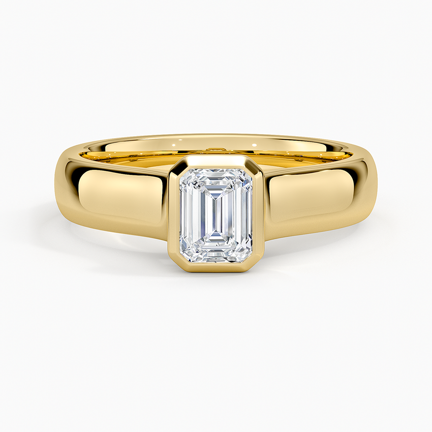 1/2 CT Emerald Bezel Set Lab Grown Diamond Gold Ring