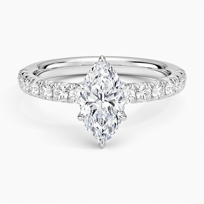 1 CT Lab Grown Diamond Half Eternity Marquise Solitaire Ring