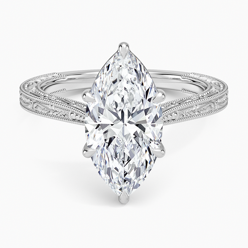 2 1/2 CT Marquise Cut Lab Grown Diamond Milgrian Ring
