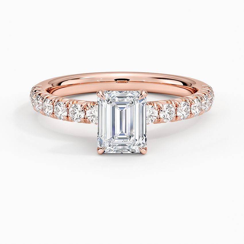 2 CT Lab Ground Diamond Half Eternity Emerald Ring