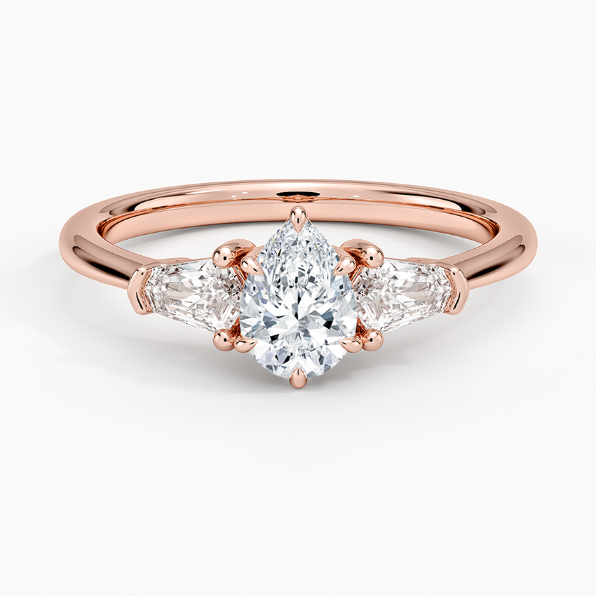 1/2 CT 3 Stone Lab Grown Diamond Pear Cut Engagement Ring