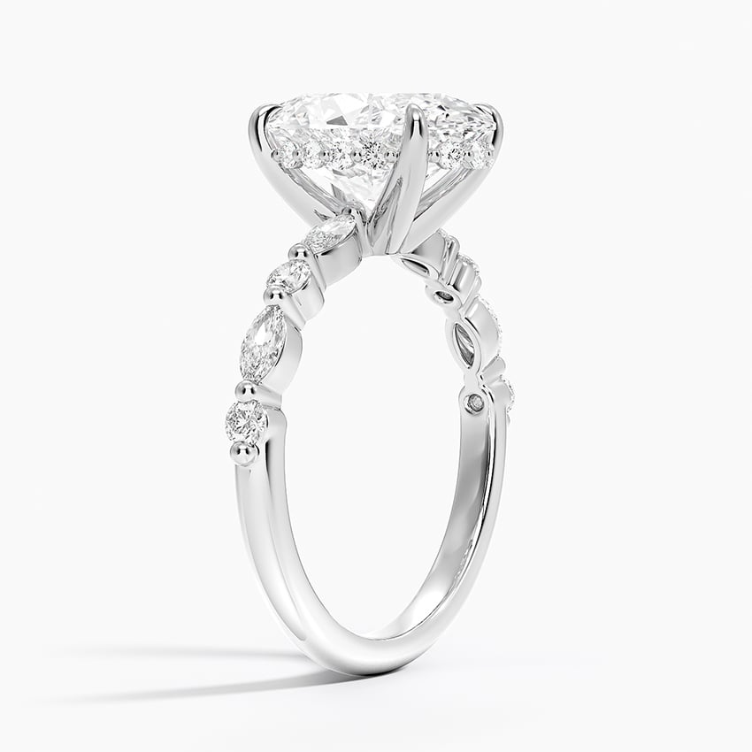 3 CT Half Eternity Lab Grown Diamond Hidden Halo Ring