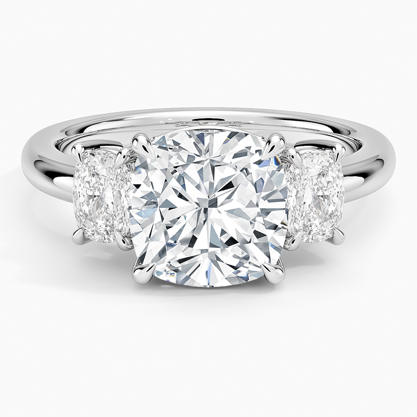 2 1/2 CT Cushion Cut Lab Grown Diamond 3 Stone Ring