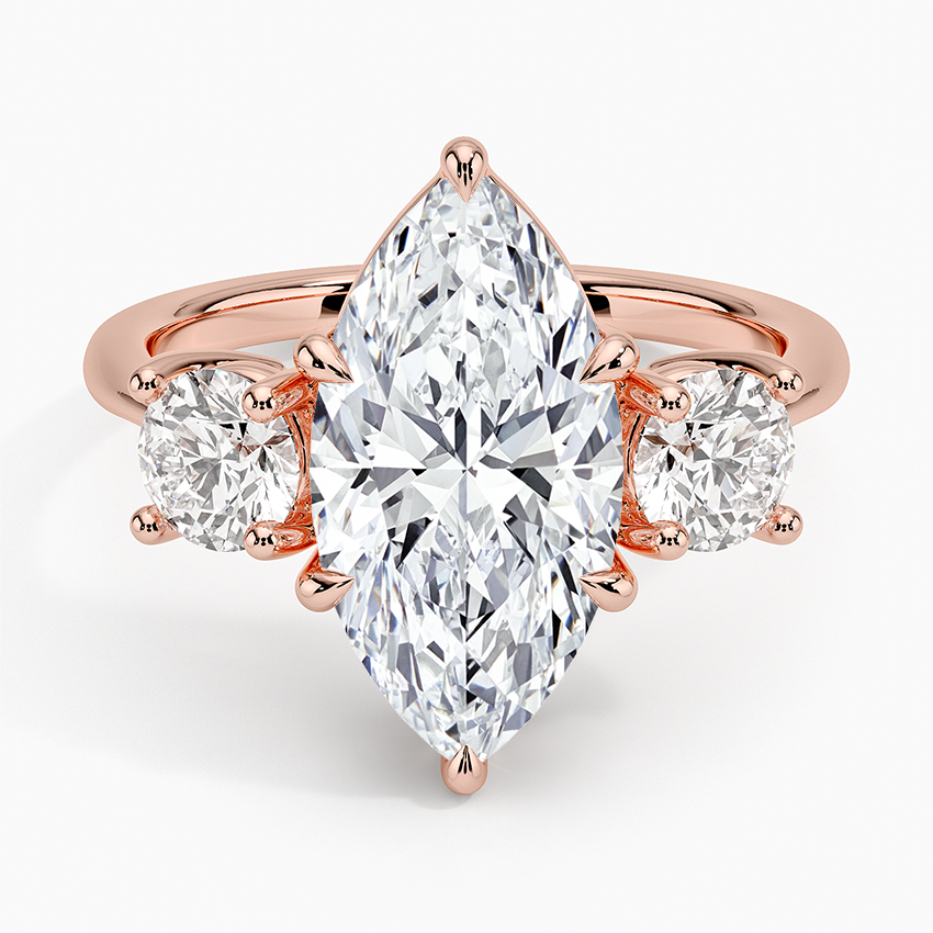 3 CT 3 Stone Lab Grown Diamond 18k Solid Gold Engagement Ring