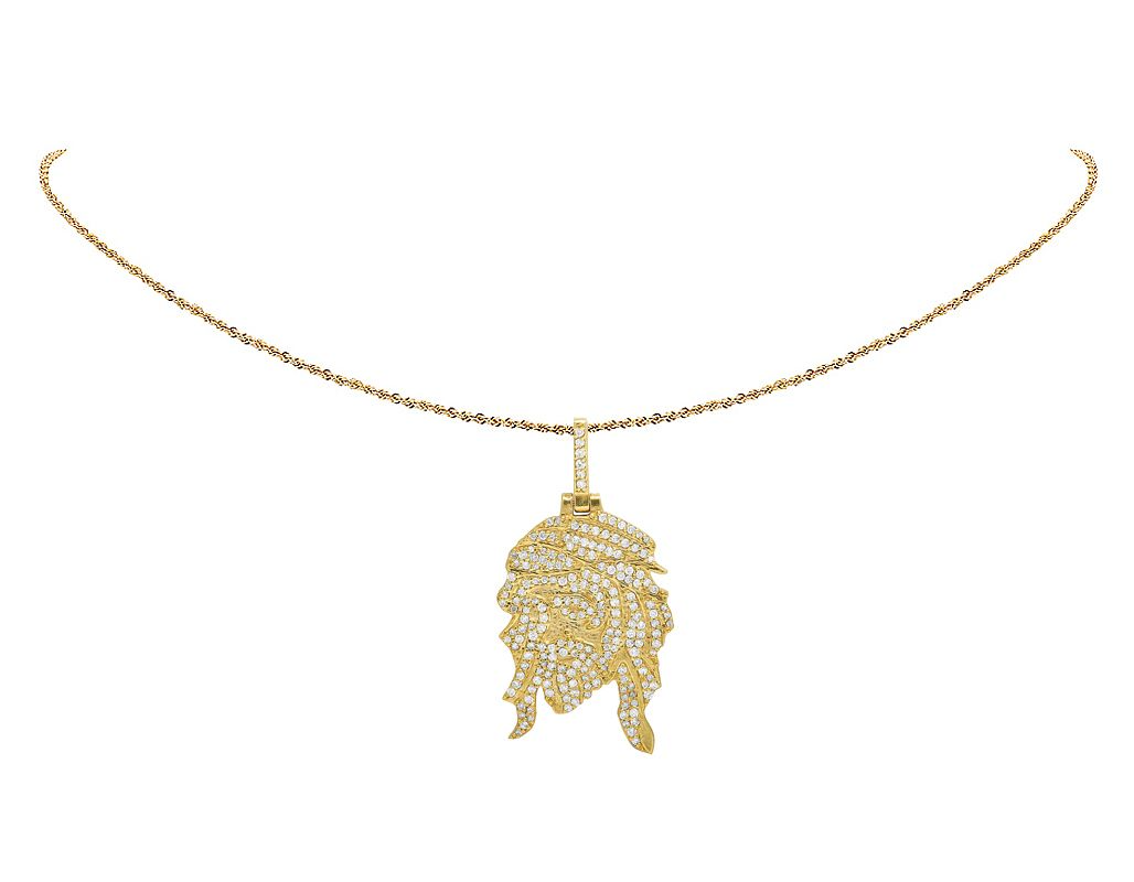 2 Inch 10K Gold Lab Grown Diamond Jesus Pendant