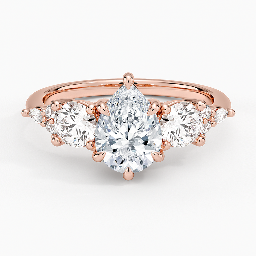 1 1/4 CT Lab Grown Diamond Pear Cut Cluster Engagement Ring