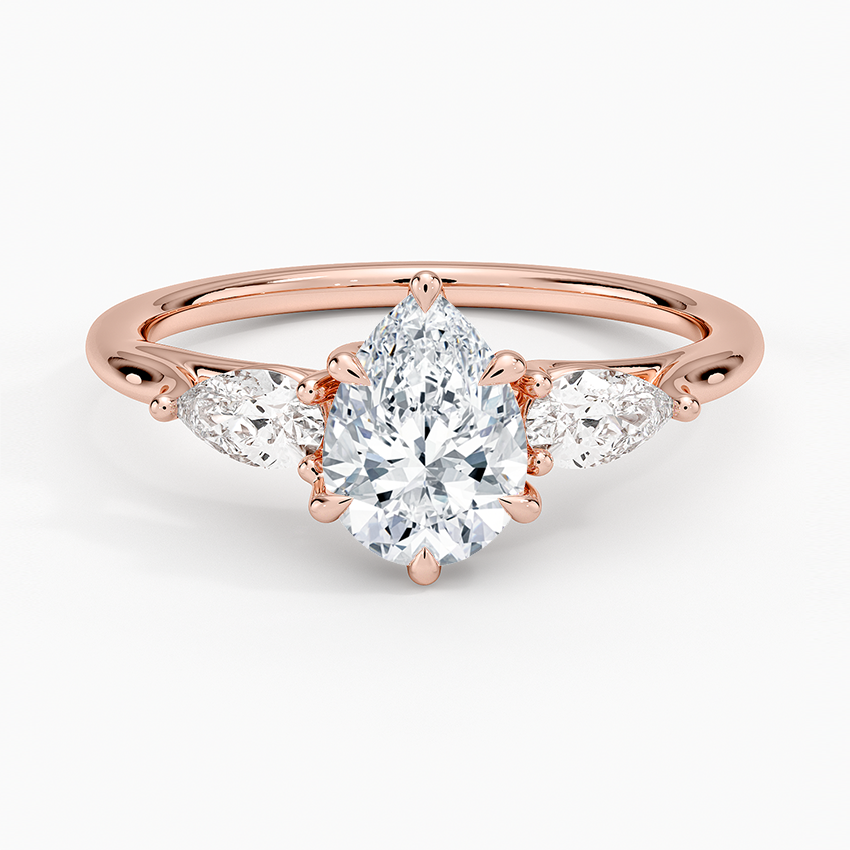 1 CT Pear Cut Lab Grown Diamond 3 Stone Engagement Ring