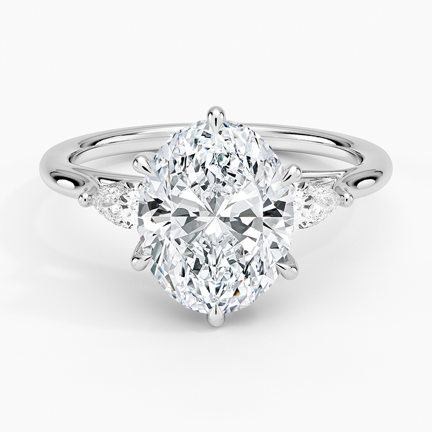 2 1/2 CT Oval Cut Lab Grown Diamond Three Stone Engagement Ring