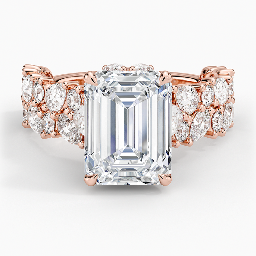 3 CT Lab Grown Diamond Emerald Cut Cluster Engagement Ring