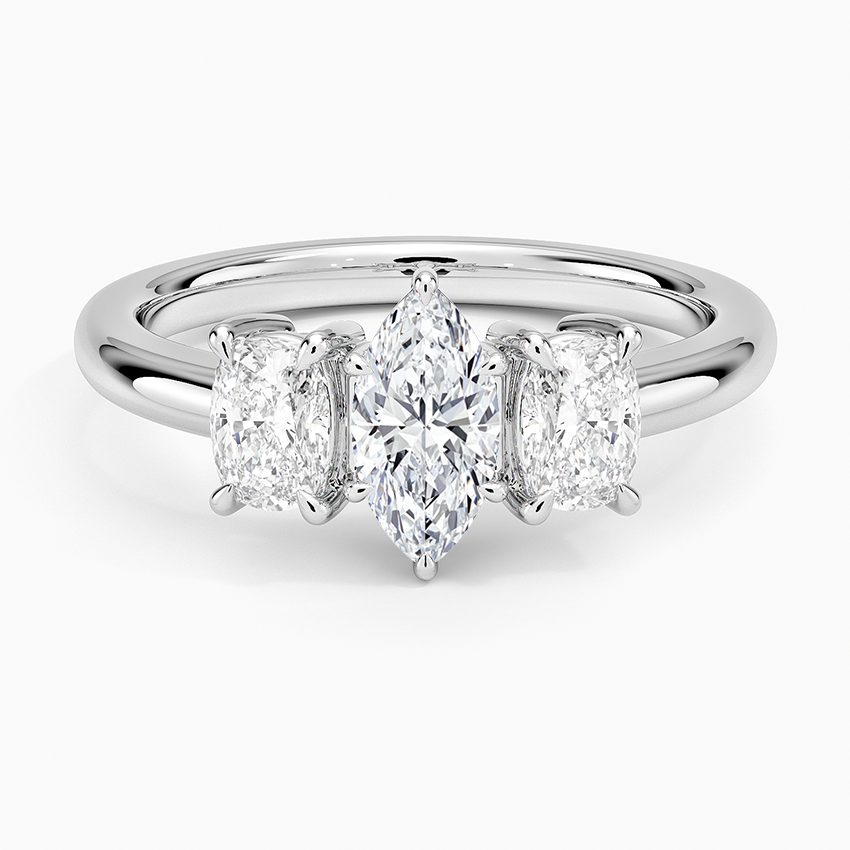 1/2 CT Three Stone Diamond 18k Yellow Gold Marquise Lab Grown Ring