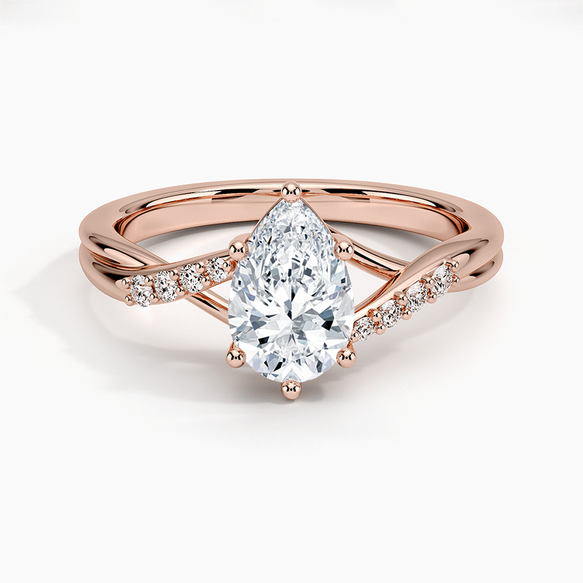 1 CT Lab Grown Diamond Pear Cut Twisted 18k Gold Ring
