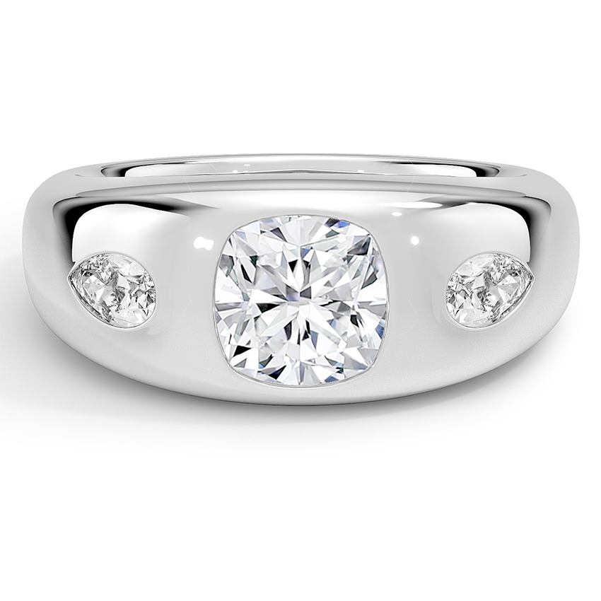 1 1/2 CT 18K Gold Lab Grown Diamond Dom Bezel Ring